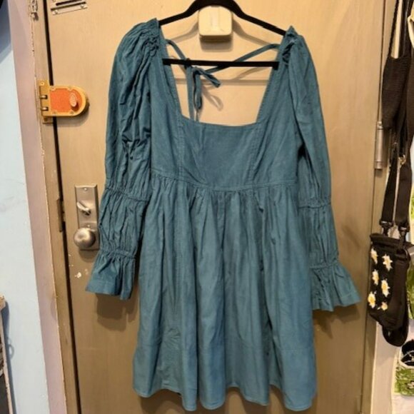 Pilcro Square-Neck Corduroy Babydoll Mini Dress - Picture 4 of 16